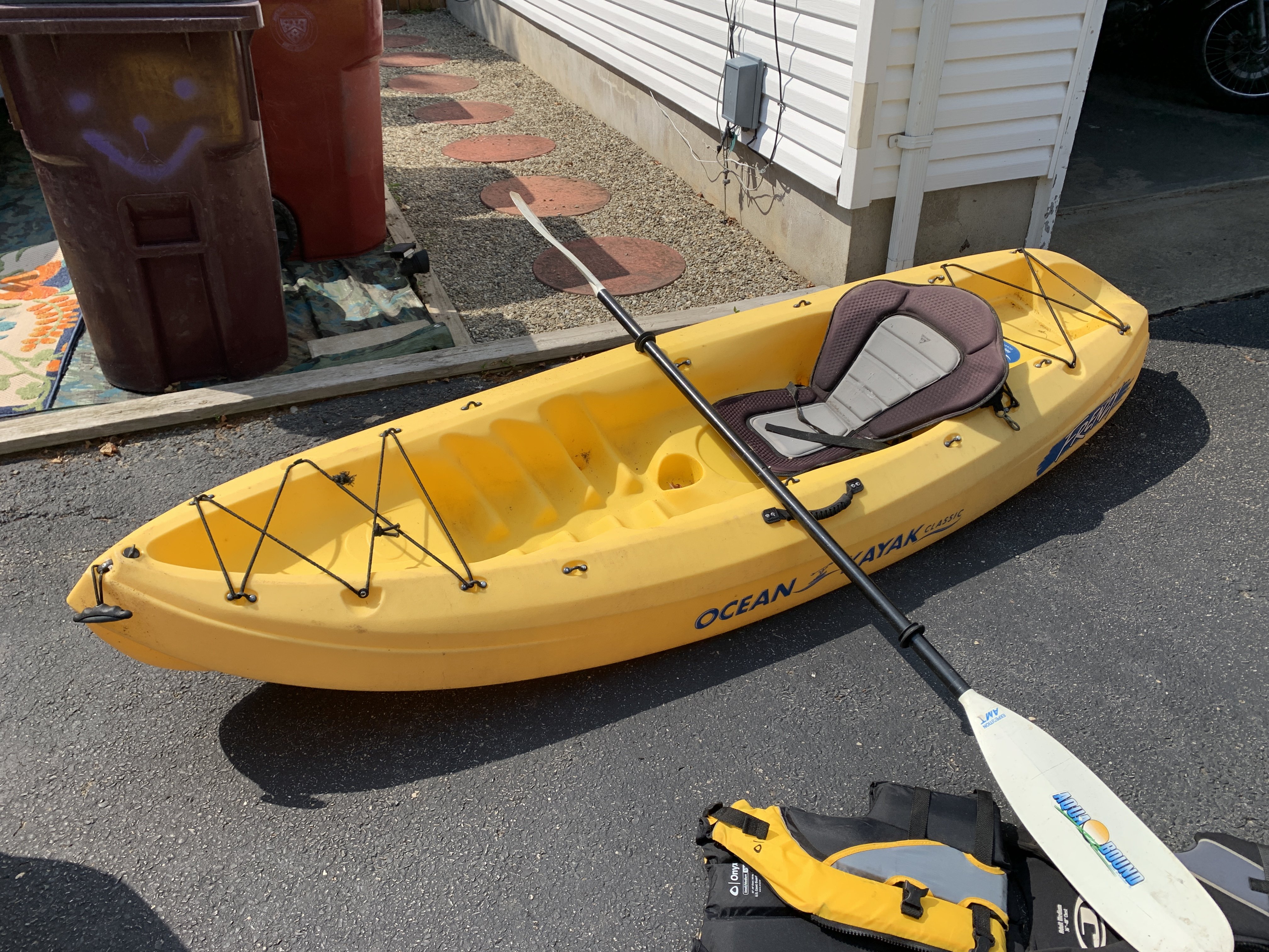SOLD - 2 Ocean Kayak Frenzy sit on tops with paddles and PFD